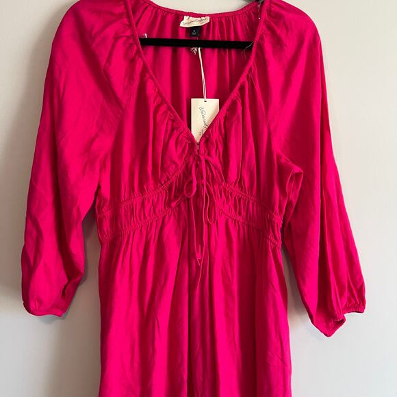Universal Thread Women's Pink Tie-Front Puff Sleeve Midi Dress - Small - NWT - Picture 3 of 11